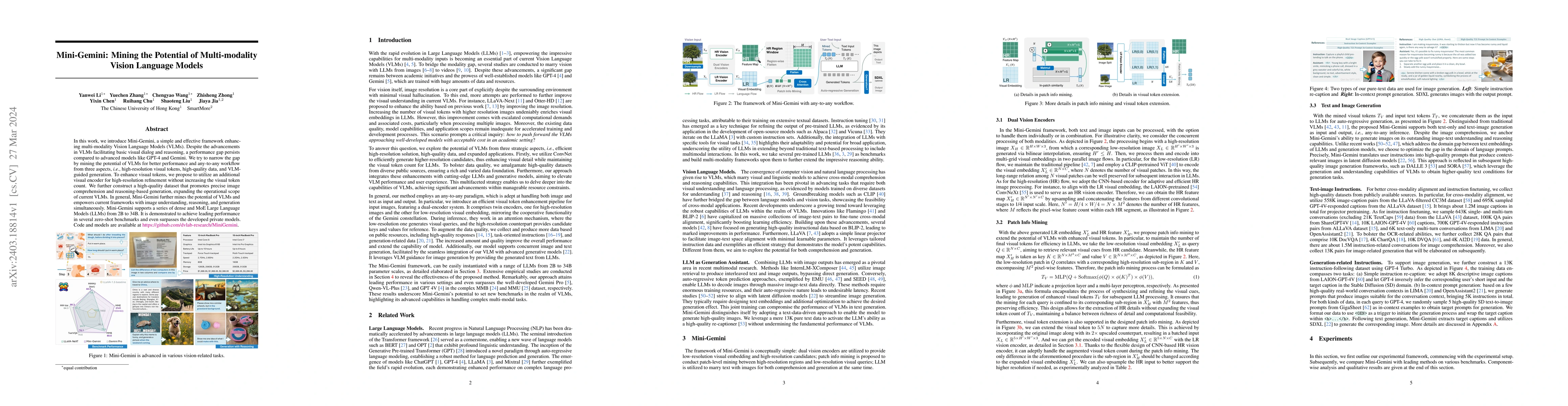 Thumbnail for Mini-Gemini: Mining the Potential of Multi-modality Vision Language
  Models