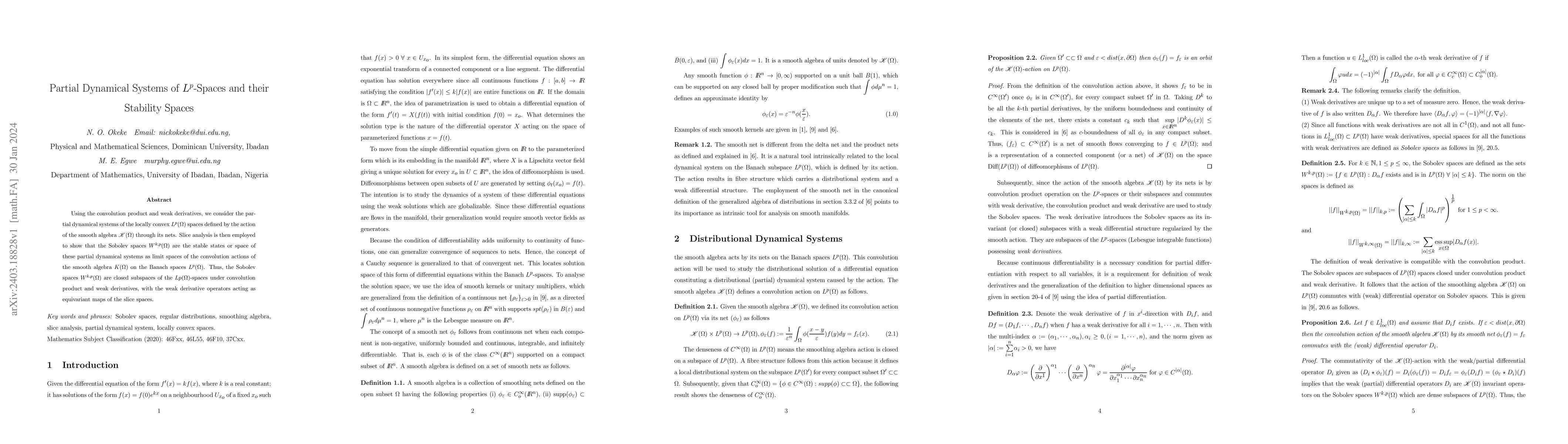 Thumbnail for Partial Dynamical Systems of $L^p$-Spaces and their Stability Spaces