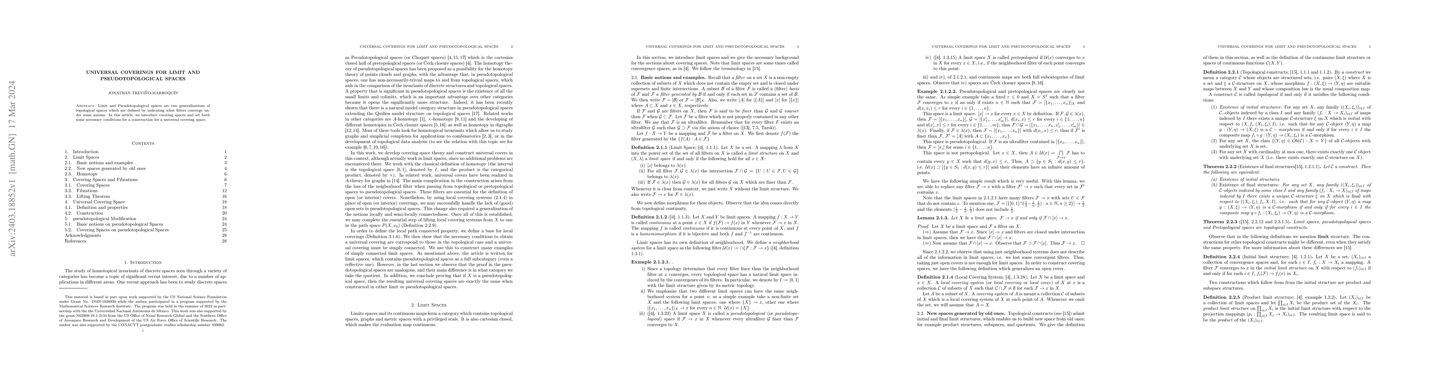 Thumbnail for Universal Coverings for Limit and Pseudotopological Spaces