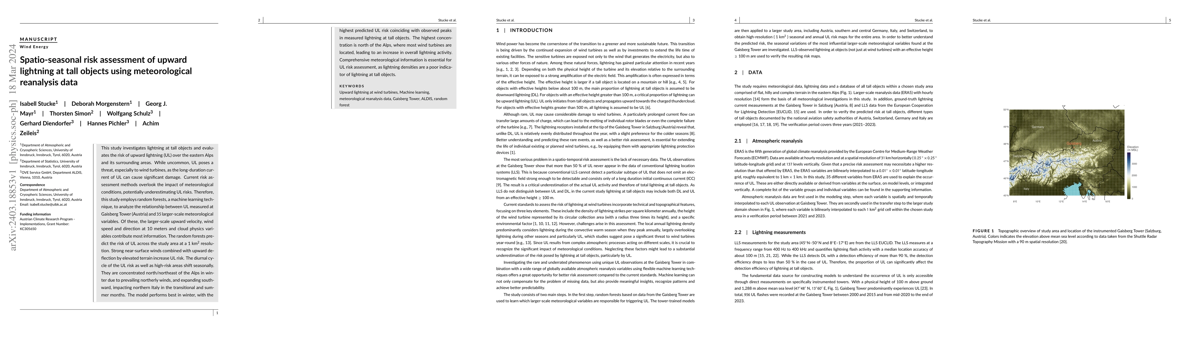 Thumbnail for Spatio-seasonal risk assessment of upward lightning at tall objects
  using meteorological reanalysis data