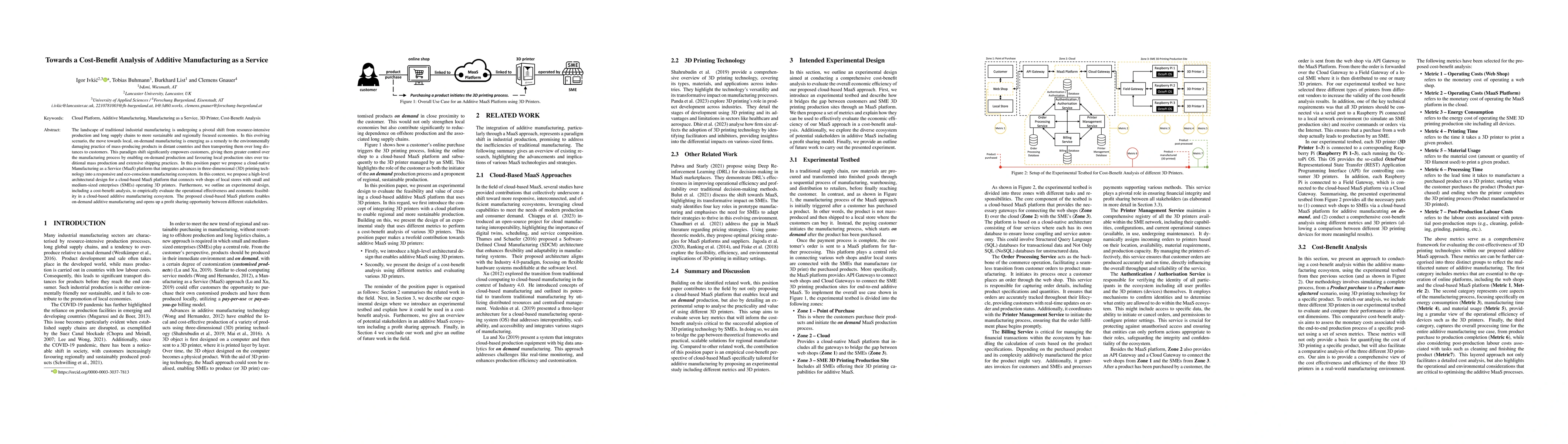 Thumbnail for Towards a Cost-Benefit Analysis of Additive Manufacturing as a Service