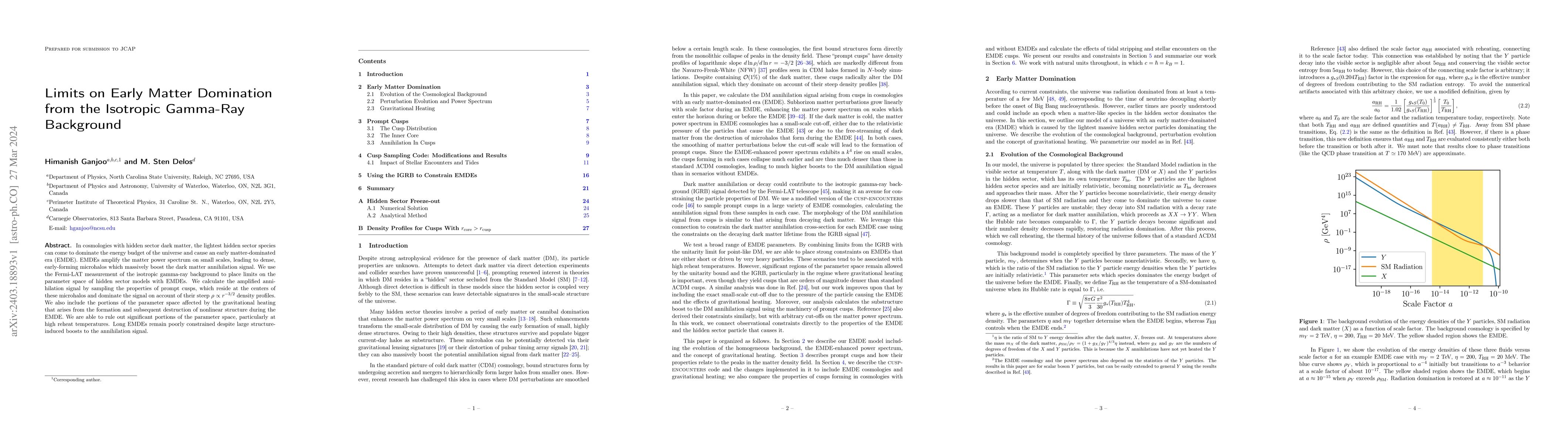 Thumbnail for Limits on Early Matter Domination from the Isotropic Gamma-Ray
  Background