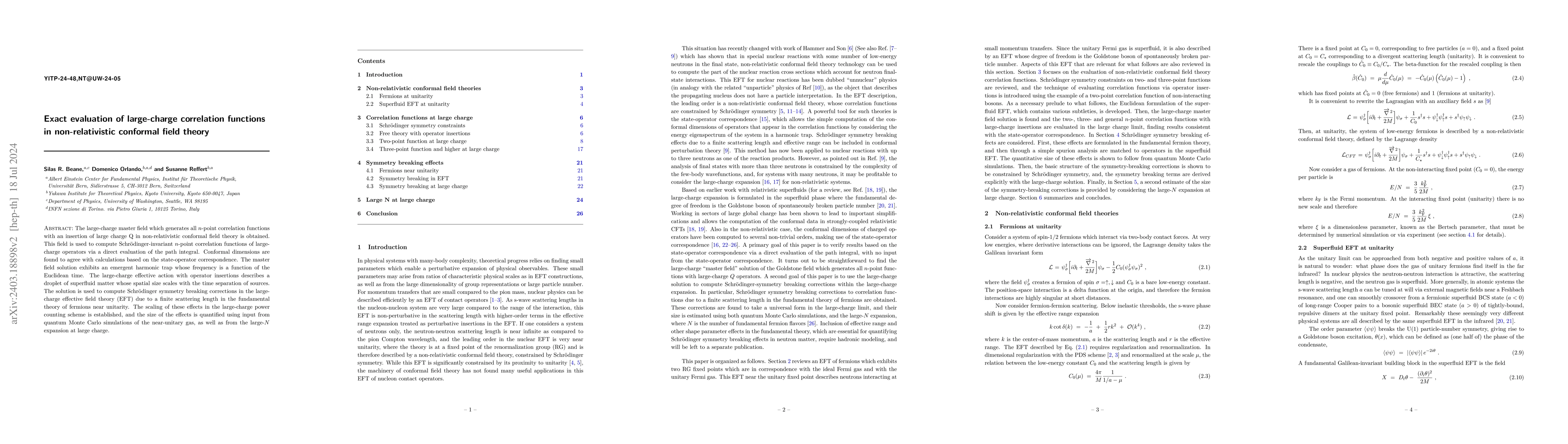 Thumbnail for Exact evaluation of large-charge correlation functions in
  non-relativistic conformal field theory