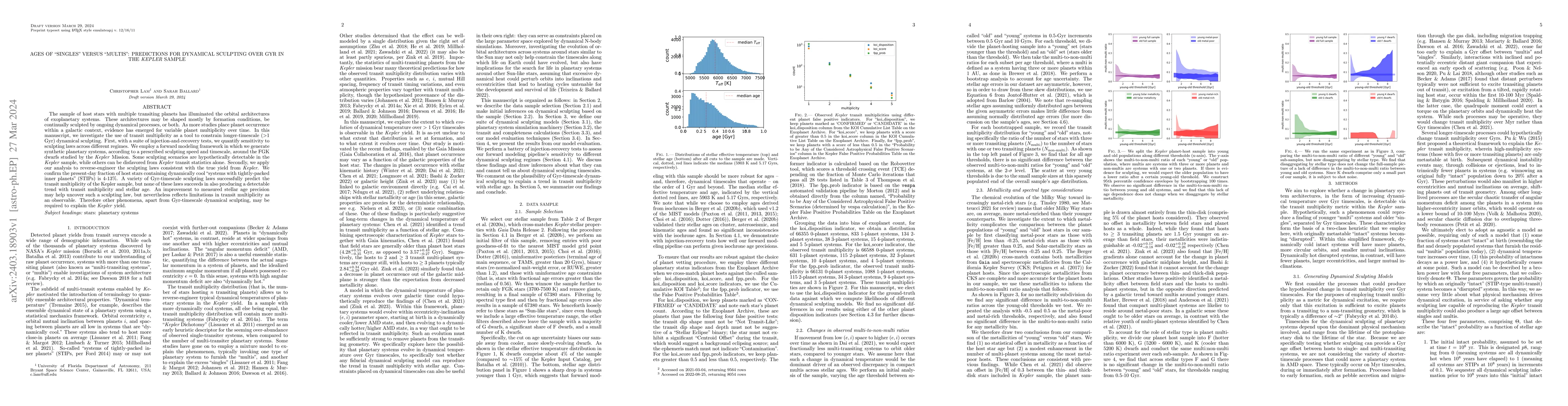 Thumbnail for Ages of "singles" versus "multis": Predictions for dynamical sculpting
  over Gyr in the Kepler Sample