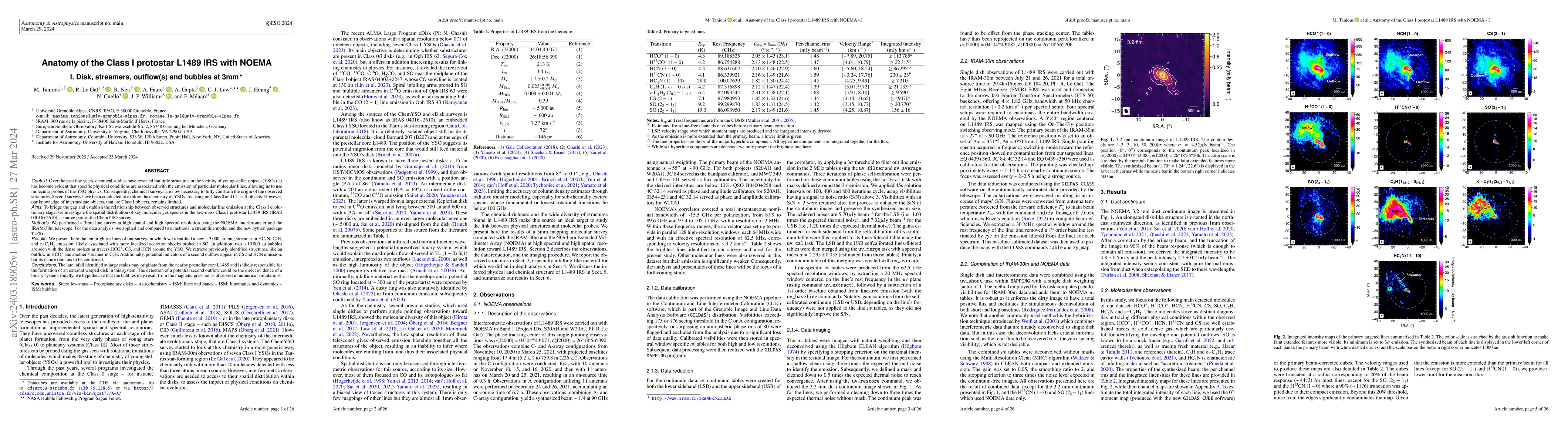 Thumbnail for Anatomy of the Class I protostar L1489 IRS with NOEMA -- I. Disk,
  streamers, outflow(s) and bubbles at 3mm