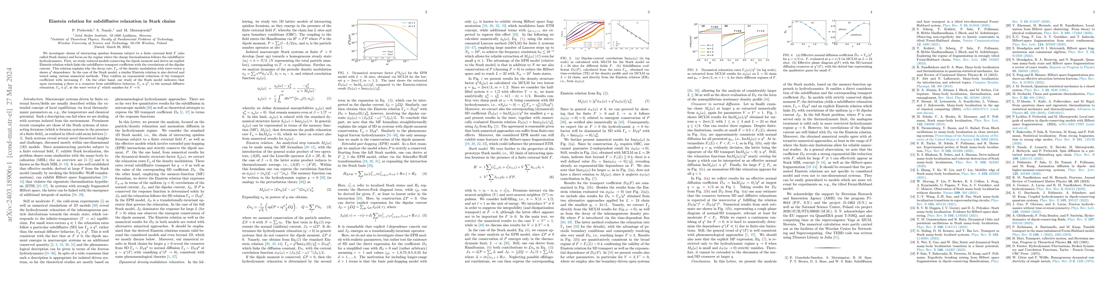Thumbnail for Einstein relation for subdiffusive relaxation in Stark chains