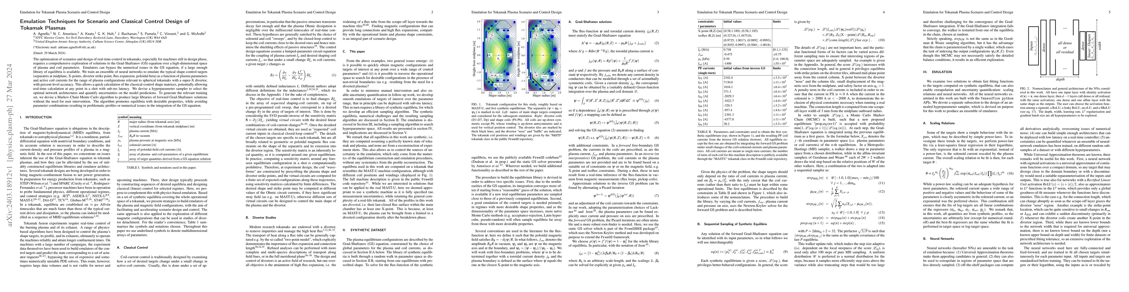 Thumbnail for Emulation Techniques for Scenario and Classical Control Design of
  Tokamak Plasmas