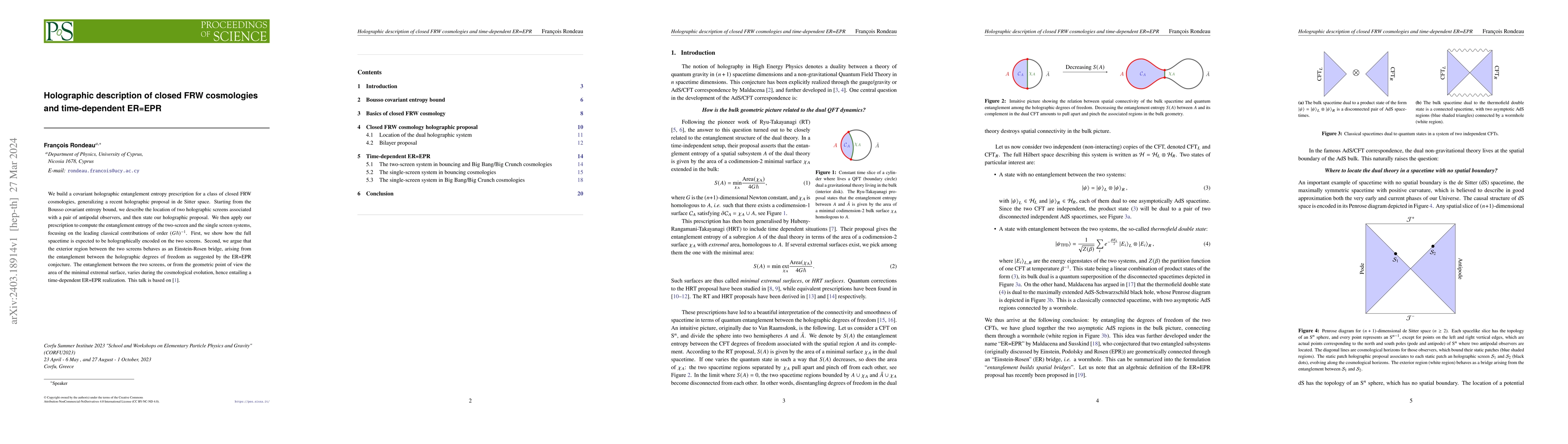 Thumbnail for Holographic description of closed FRW cosmologies and time-dependent
  ER=EPR