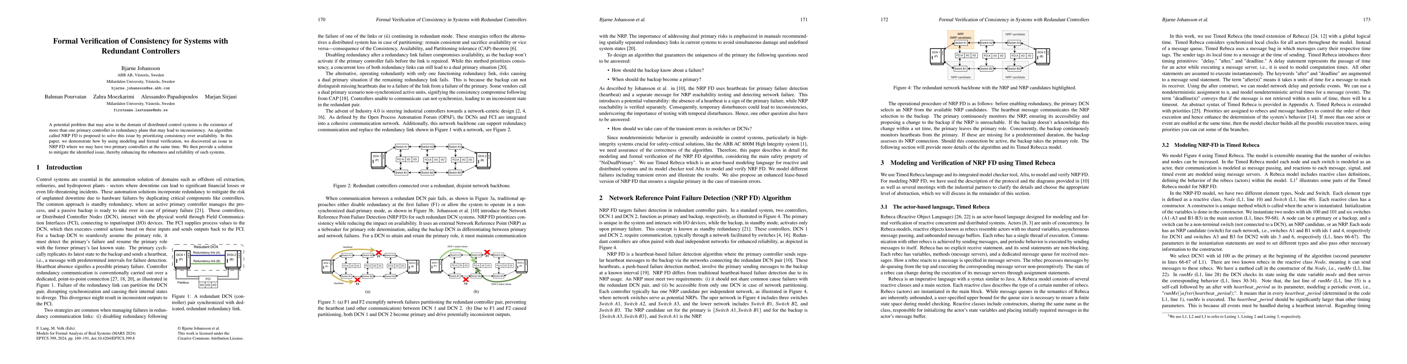 Thumbnail for Formal Verification of Consistency for Systems with Redundant
  Controllers