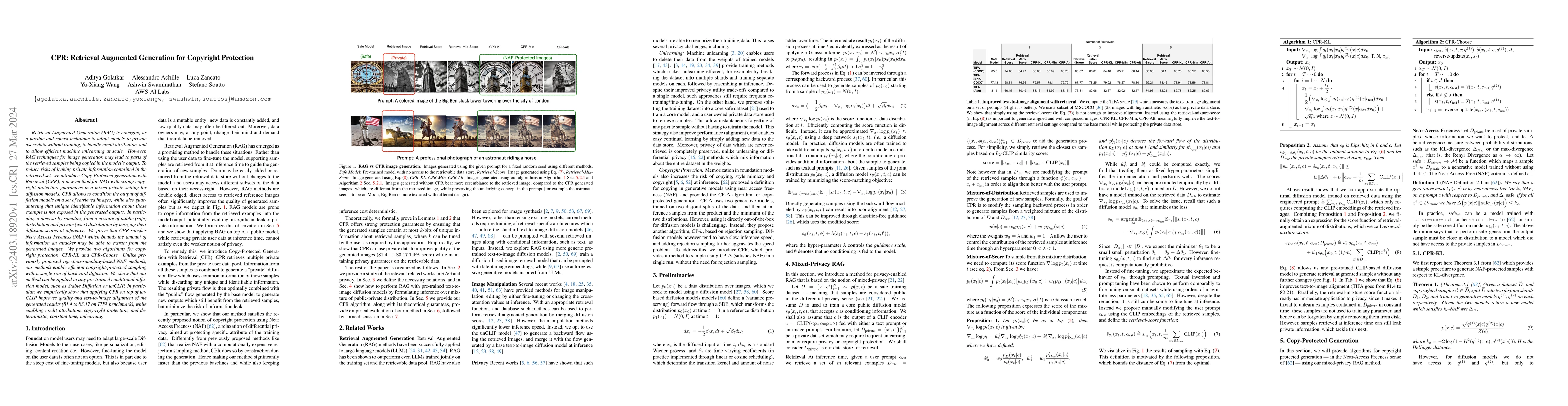 Thumbnail for CPR: Retrieval Augmented Generation for Copyright Protection