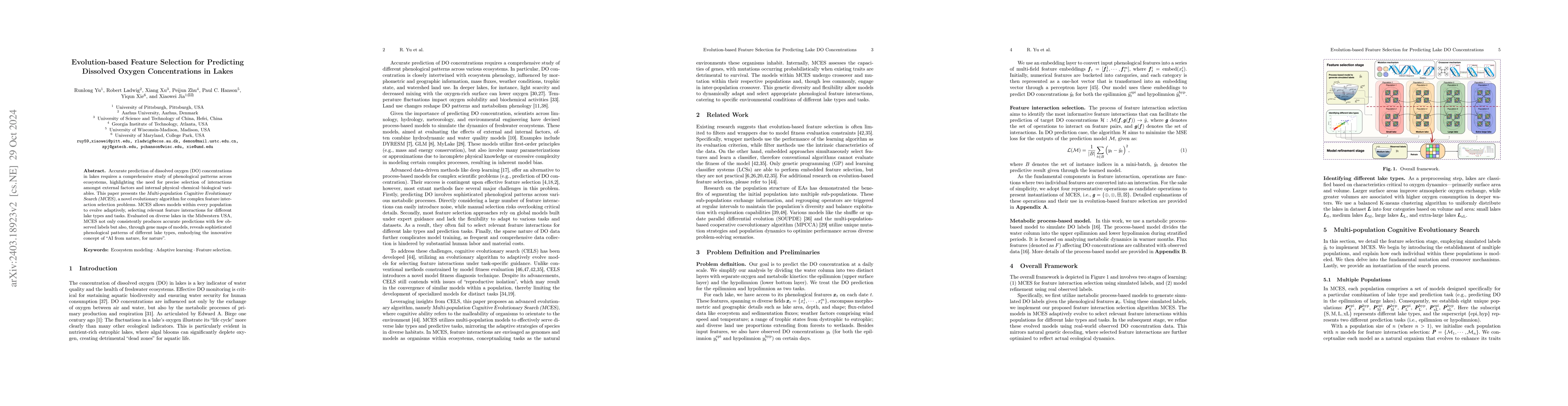 Thumbnail for Nature-Guided Cognitive Evolution for Predicting Dissolved Oxygen
  Concentrations in North Temperate Lakes