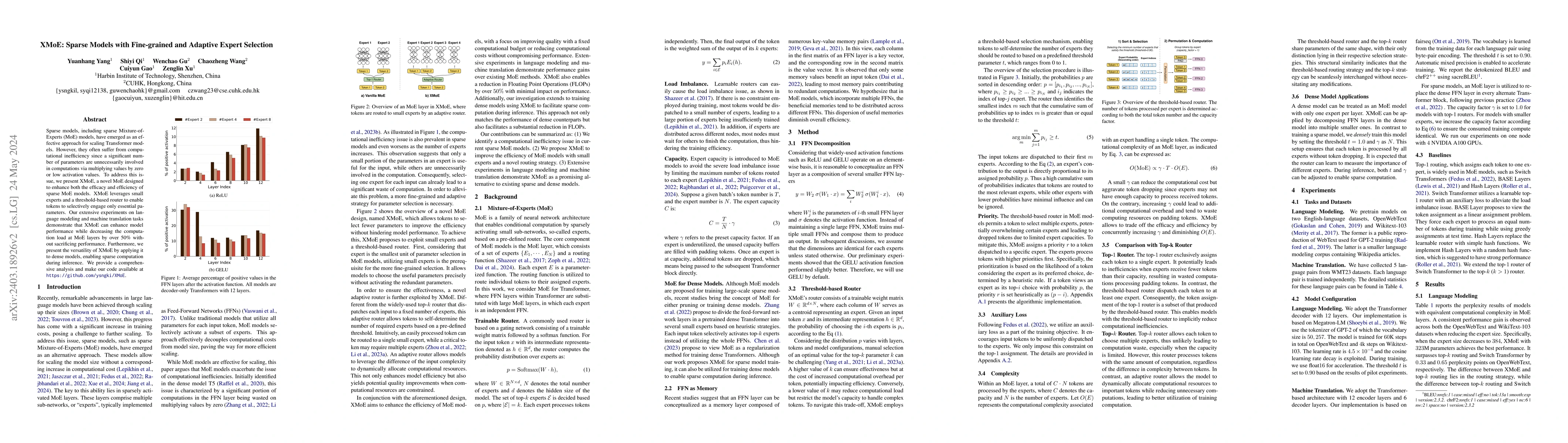 Thumbnail for XMoE: Sparse Models with Fine-grained and Adaptive Expert Selection