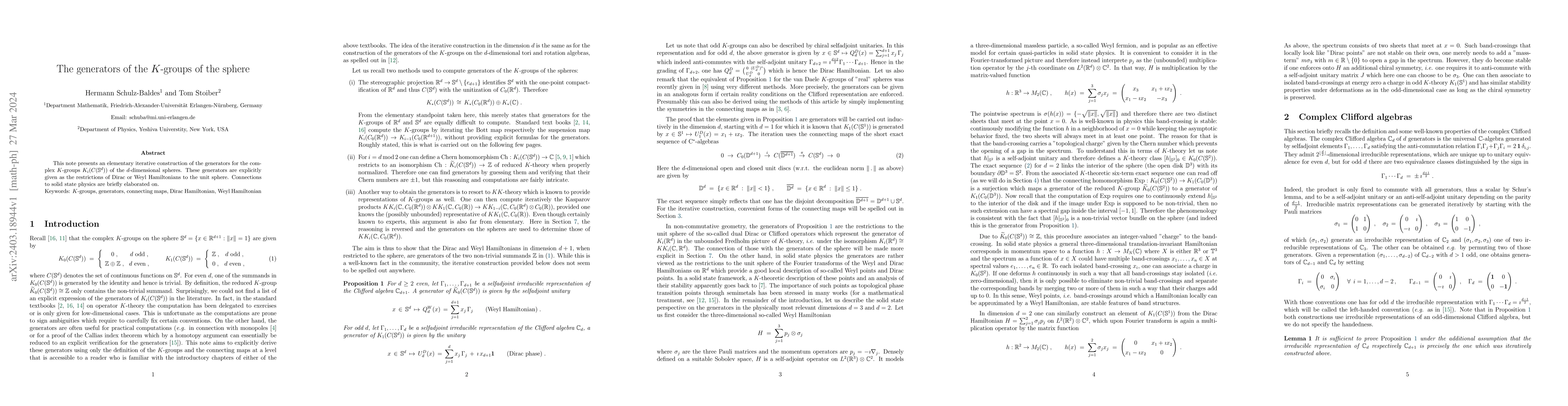 Thumbnail for The generators of the K-groups of the sphere
