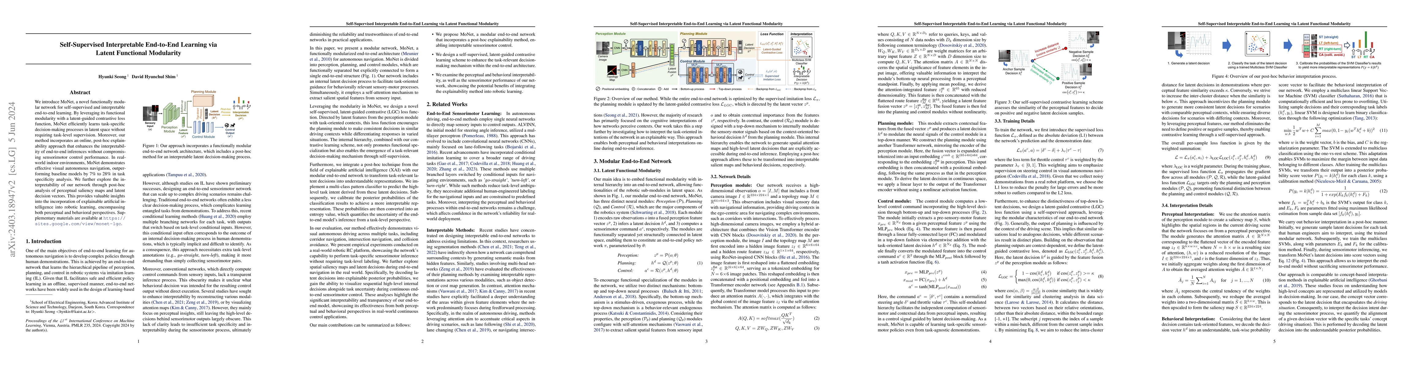 Thumbnail for Self-Supervised Interpretable End-to-End Learning via Latent Functional
  Modularity