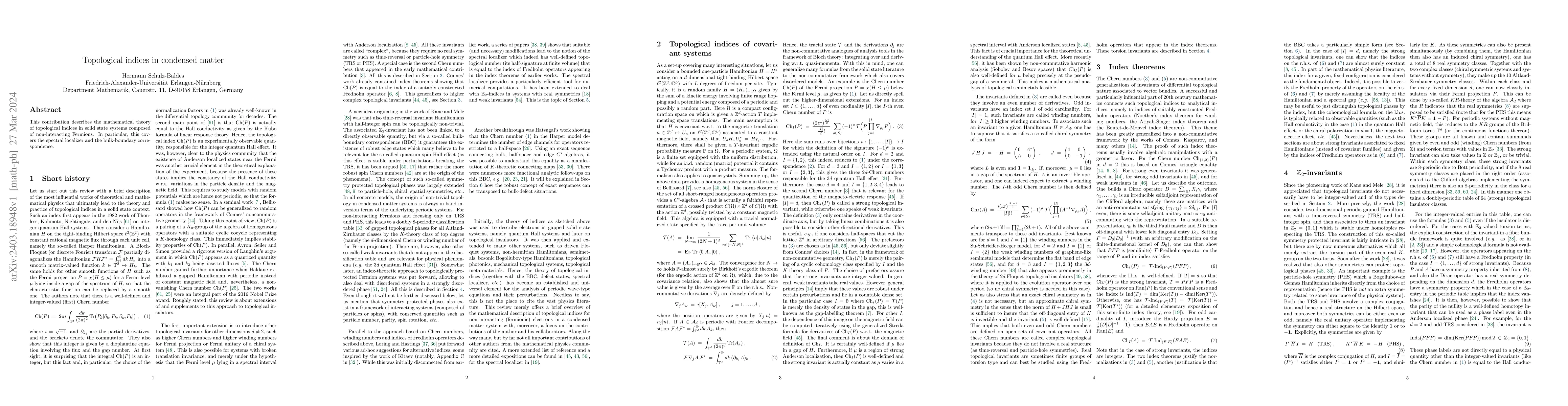 Thumbnail for Topological indices in condensed matter