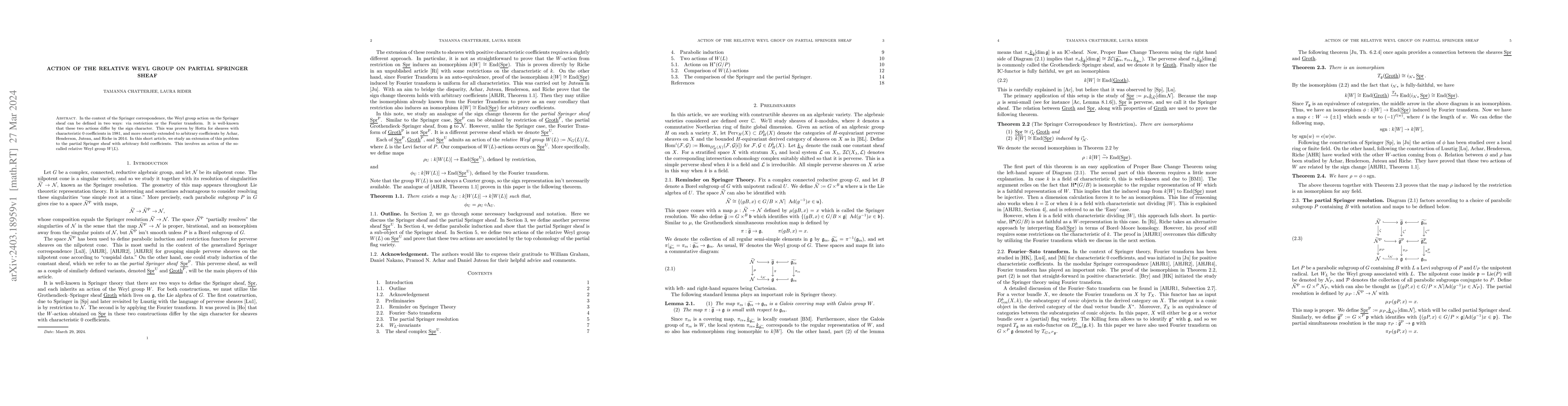 Thumbnail for Action of the relative Weyl group on partial Springer sheaf