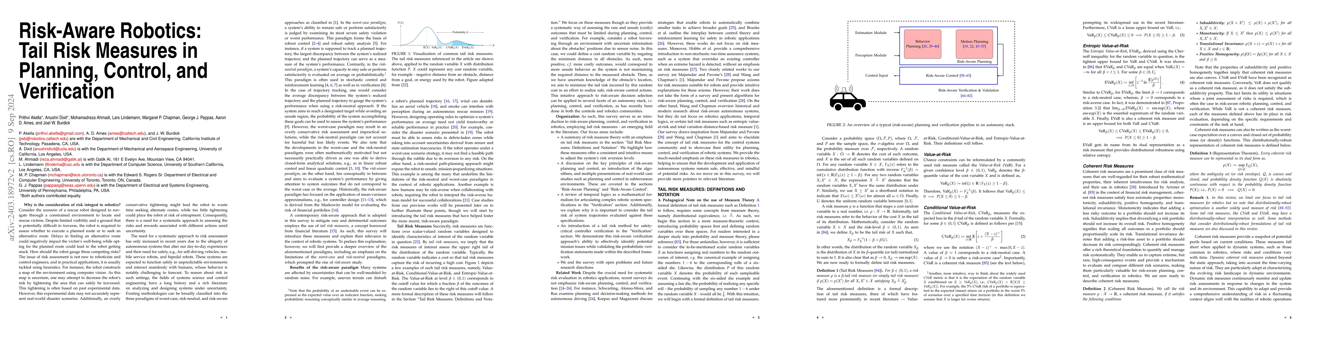 Thumbnail for Risk-Aware Robotics: Tail Risk Measures in Planning, Control, and
  Verification