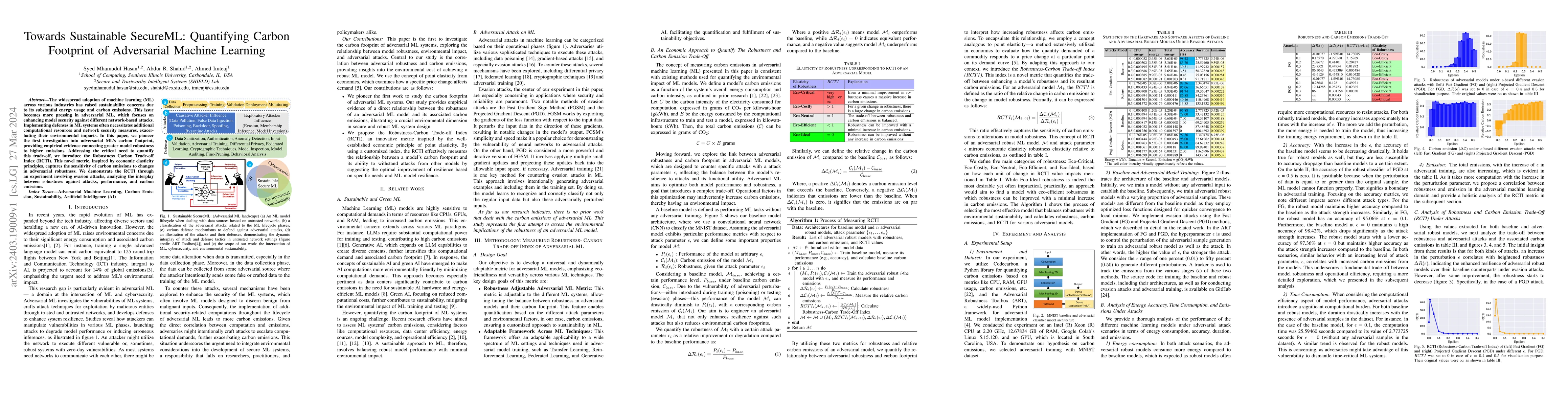 Thumbnail for Towards Sustainable SecureML: Quantifying Carbon Footprint of
  Adversarial Machine Learning