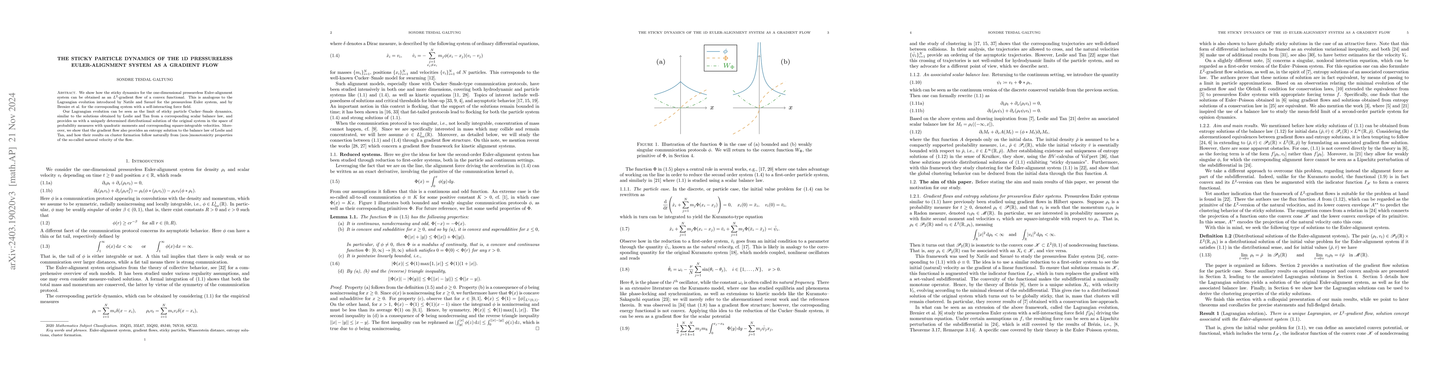 Thumbnail for The sticky particle dynamics of the 1D pressureless Euler-alignment
  system as a gradient flow