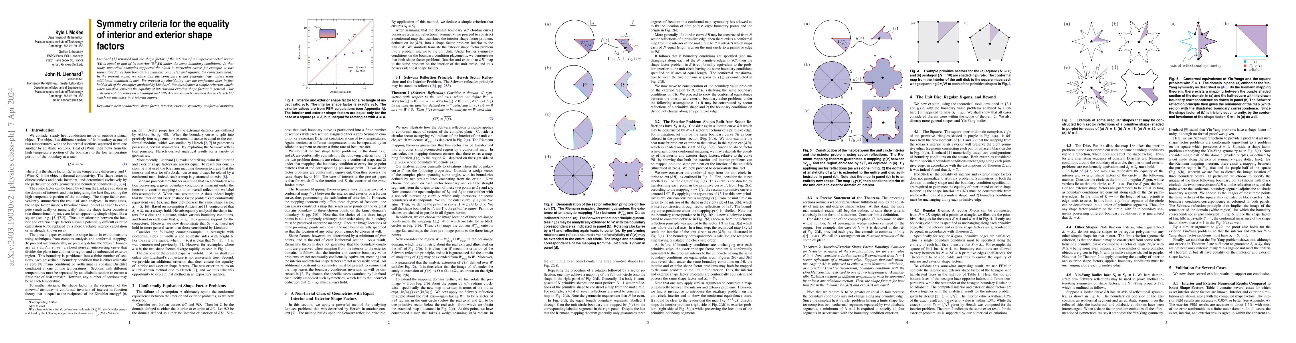 Thumbnail for Symmetry criteria for the equality of interior and exterior shape
  factors