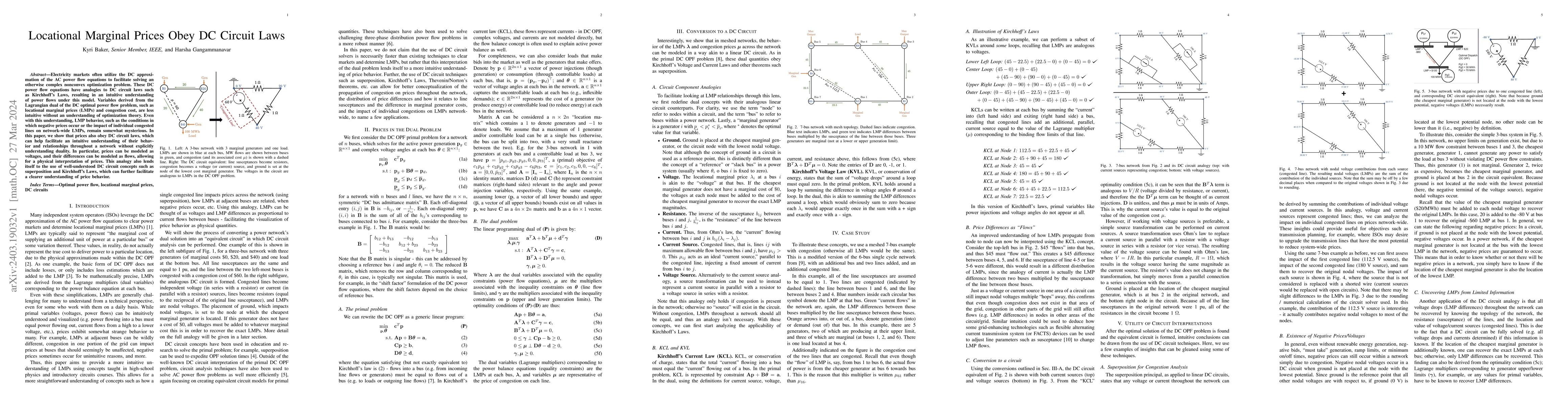 Thumbnail for Locational Marginal Prices Obey DC Circuit Laws
