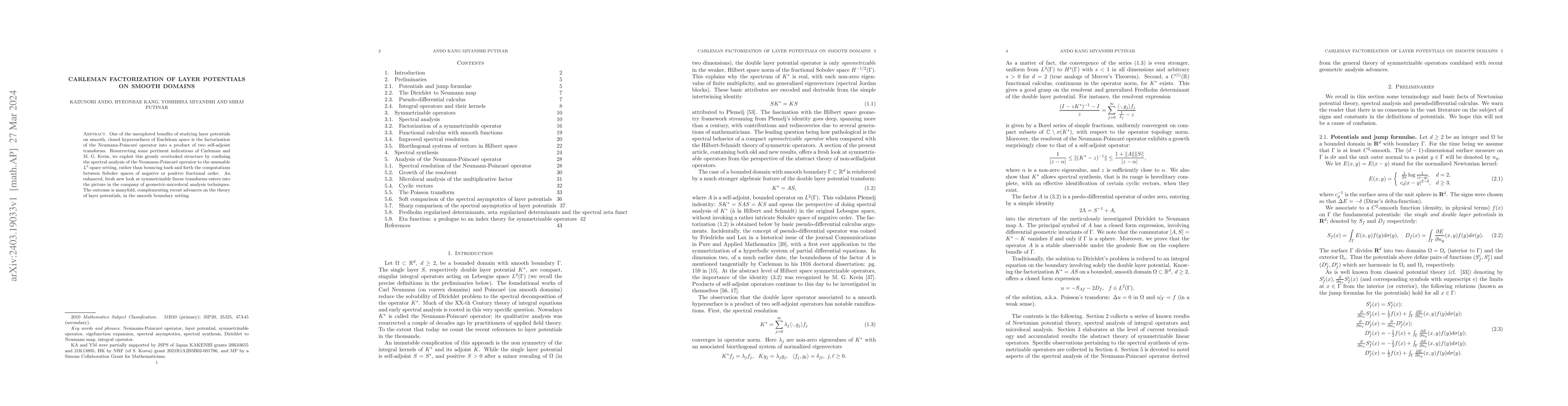 Thumbnail for Carleman factorization of layer potentials on smooth domains