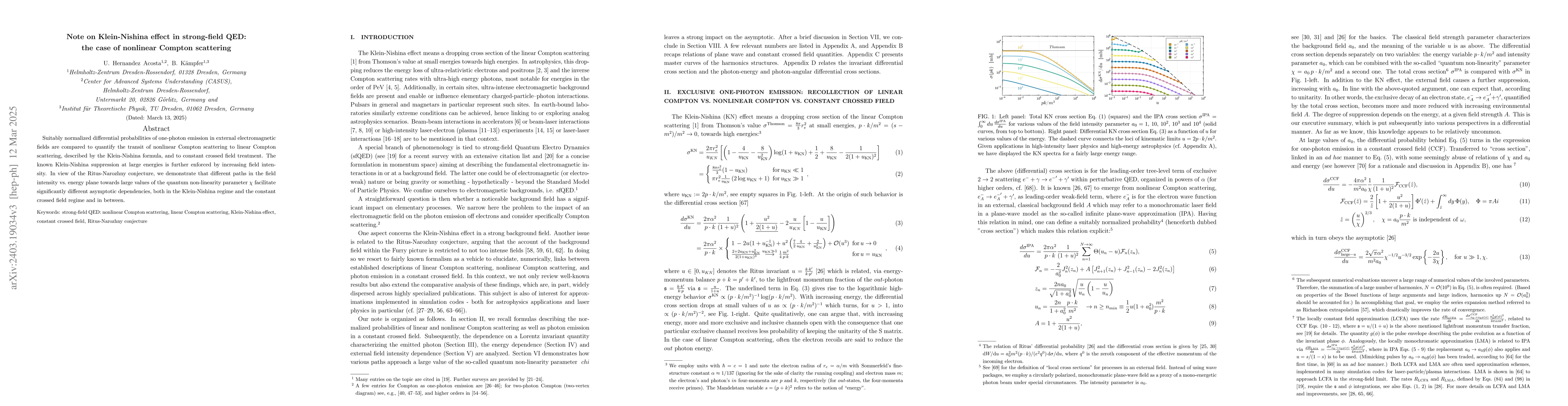 Thumbnail for Note on Klein-Nishina effect in strong-field QED: the case of nonlinear
  Compton scattering