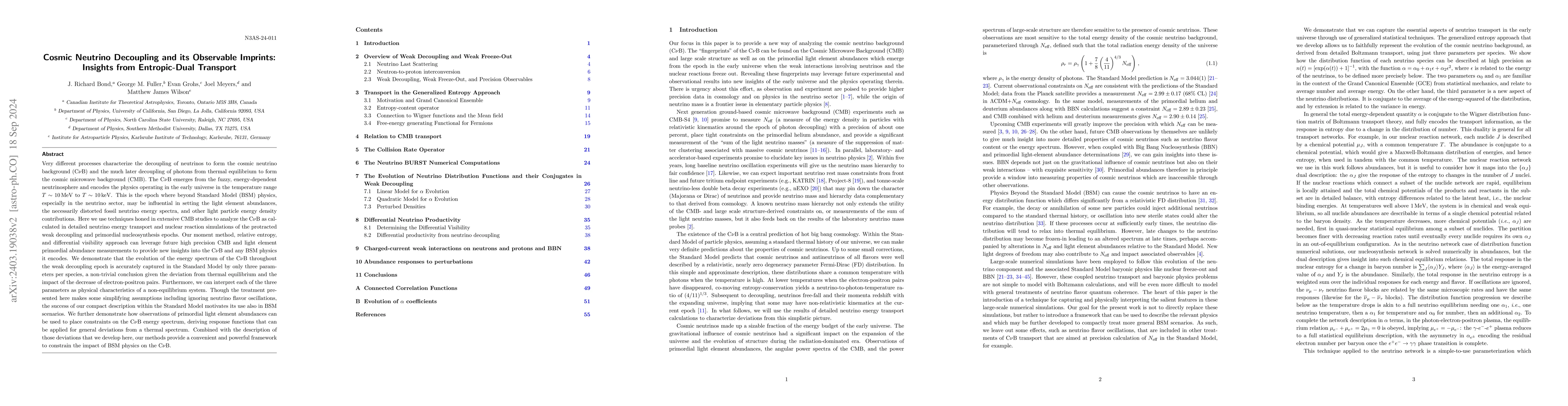 Thumbnail for Cosmic Neutrino Decoupling and its Observable Imprints: Insights from
  Entropic-Dual Transport