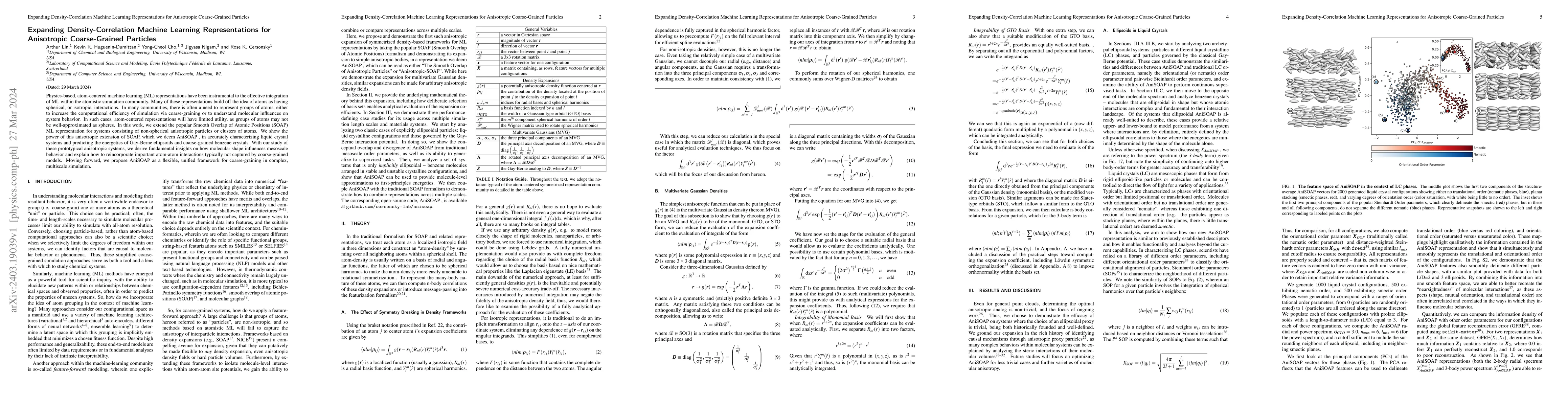 Thumbnail for Expanding Density-Correlation Machine Learning Representations for
  Anisotropic Coarse-Grained Particles
