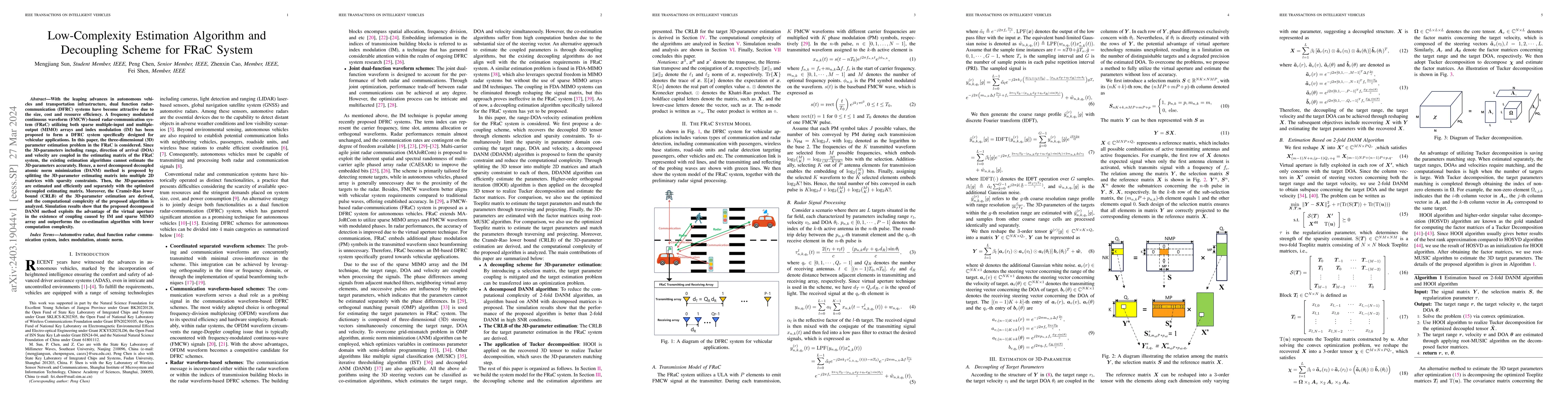 Thumbnail for Low-Complexity Estimation Algorithm and Decoupling Scheme for FRaC
  System