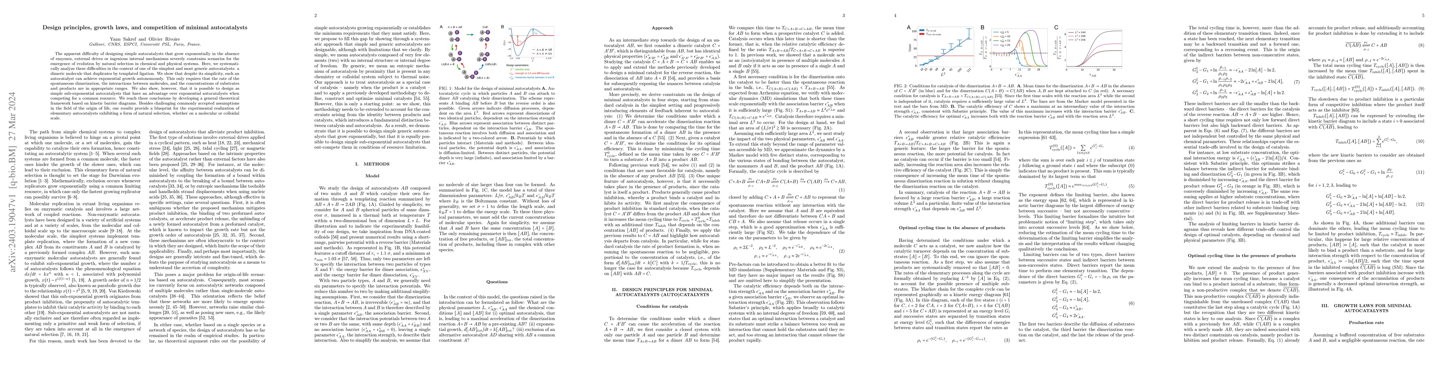 Thumbnail for Design principles, growth laws, and competition of minimal autocatalysts