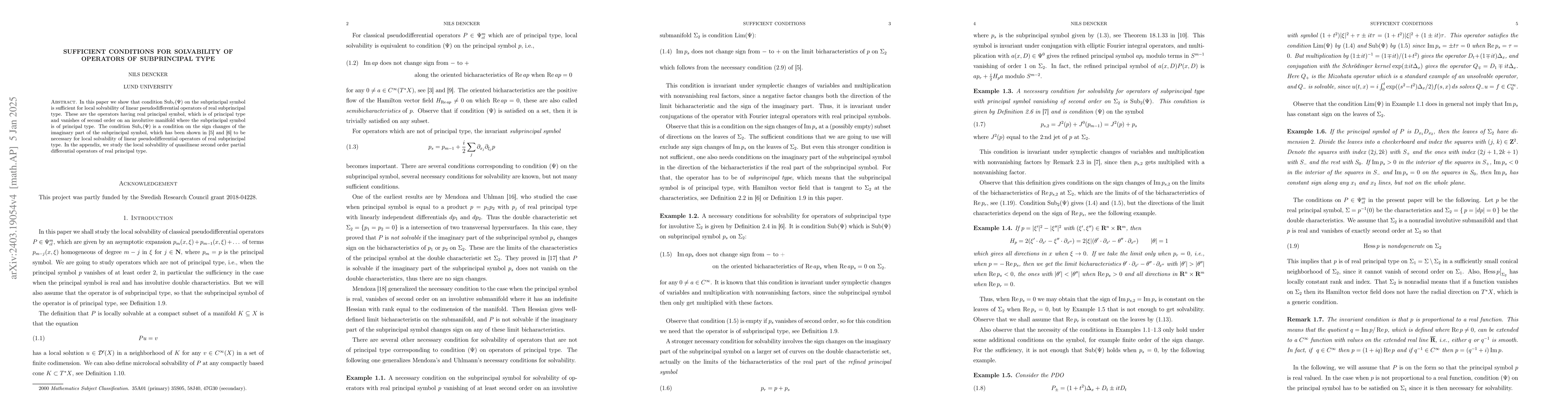 Thumbnail for Sufficient Conditions for Solvability of Operators of Subprincipal Type