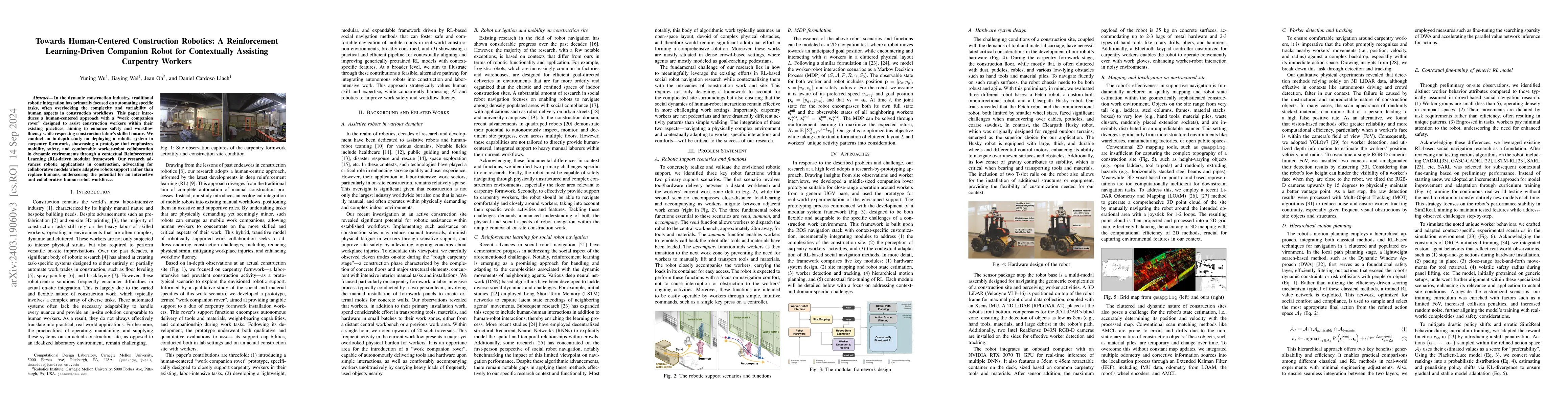 Thumbnail for Towards Human-Centered Construction Robotics: An RL-Driven Companion
  Robot For Contextually Assisting Carpentry Workers