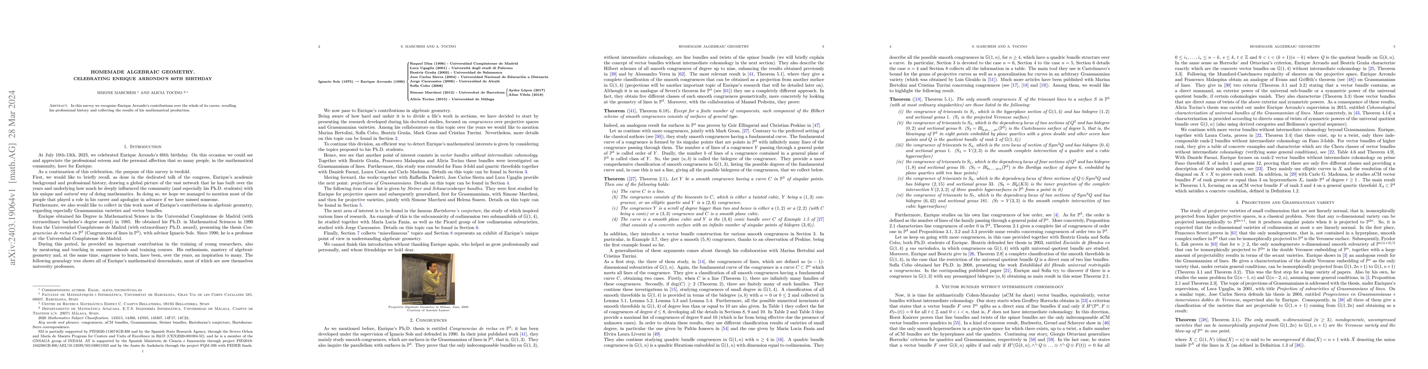 Thumbnail for Homemade Algebraic Geometry. Celebrating Enrique Arrondo's 60th birthday