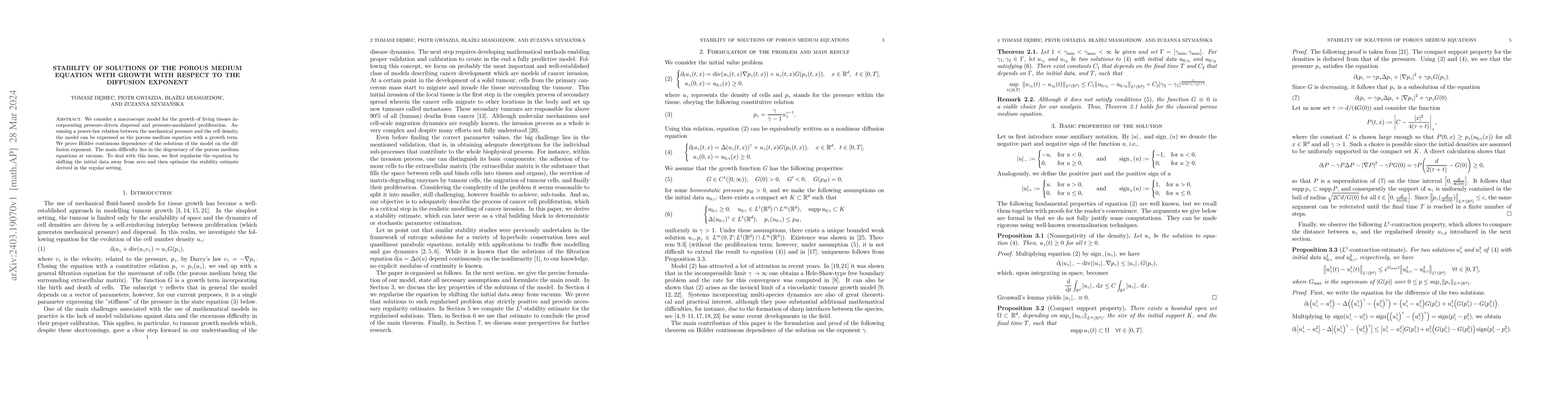 Thumbnail for Stability of solutions of the porous medium equation with growth with
  respect to the diffusion exponent