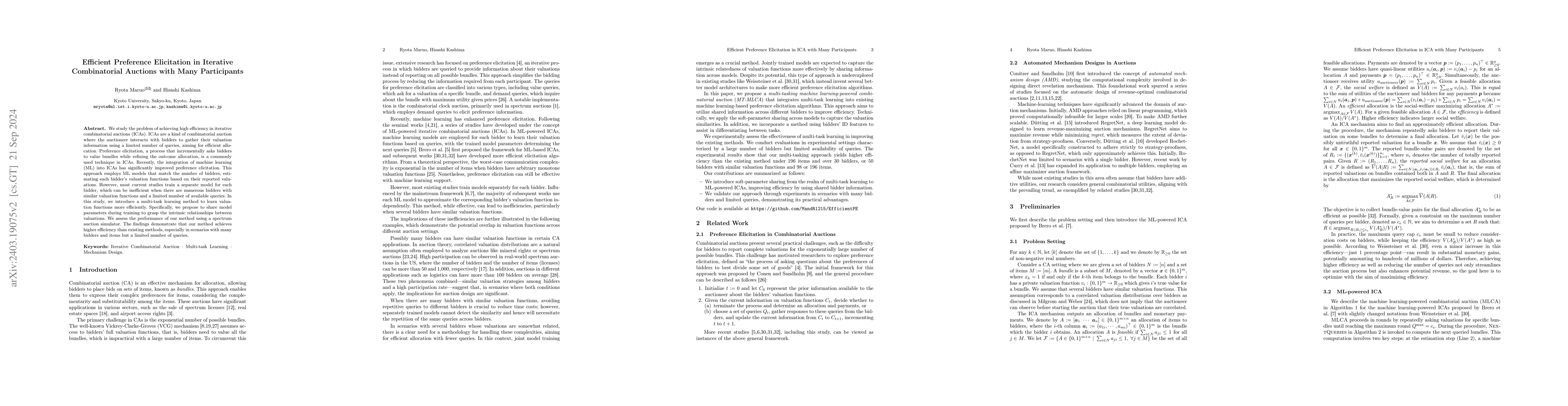 Thumbnail for Efficient Preference Elicitation in Iterative Combinatorial Auctions
  with Many Participants