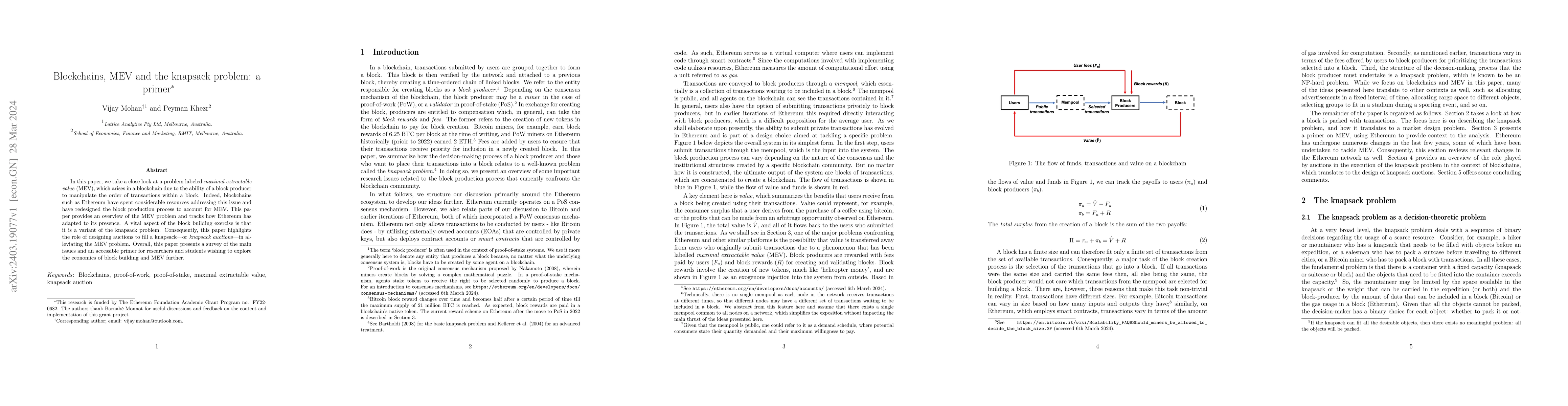 Thumbnail for Blockchains, MEV and the knapsack problem: a primer