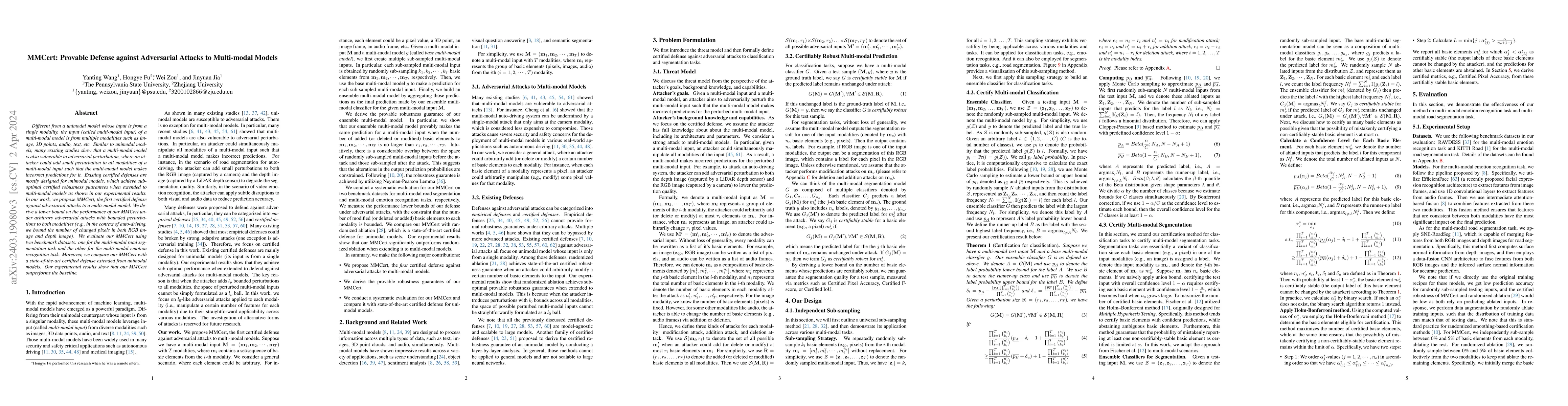 Thumbnail for MMCert: Provable Defense against Adversarial Attacks to Multi-modal
  Models
