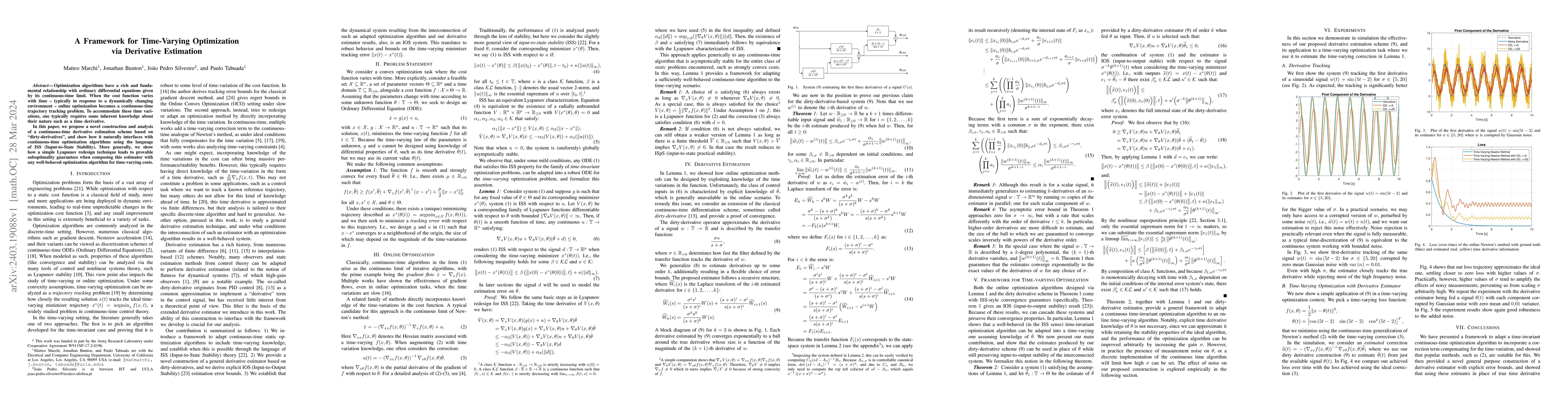 Thumbnail for A Framework for Time-Varying Optimization via Derivative Estimation