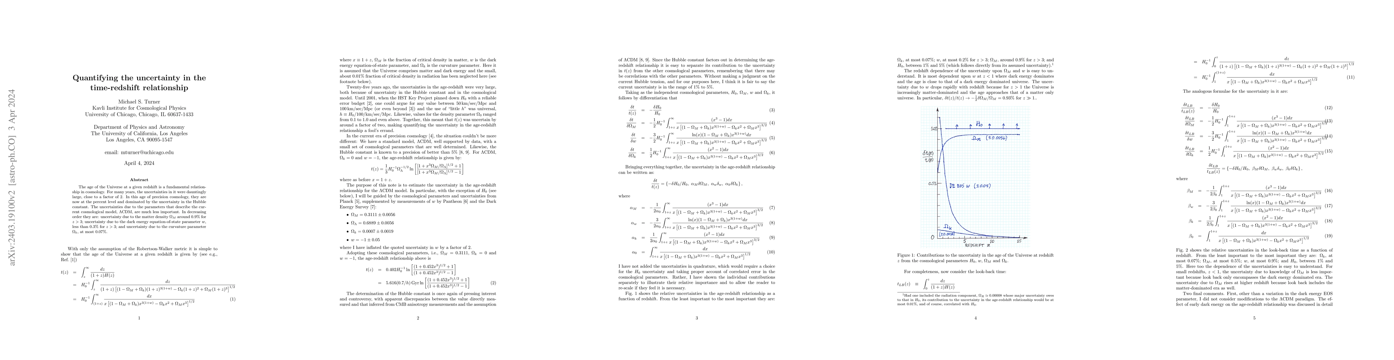 Thumbnail for Quantifying the uncertainty in the time-redshift relationship