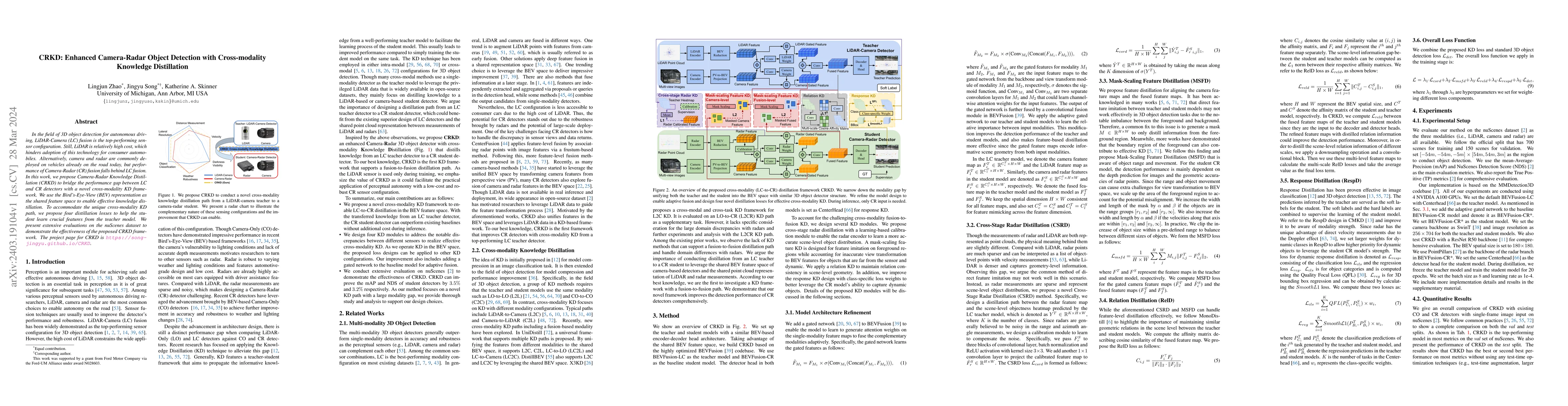 Thumbnail for CRKD: Enhanced Camera-Radar Object Detection with Cross-modality
  Knowledge Distillation