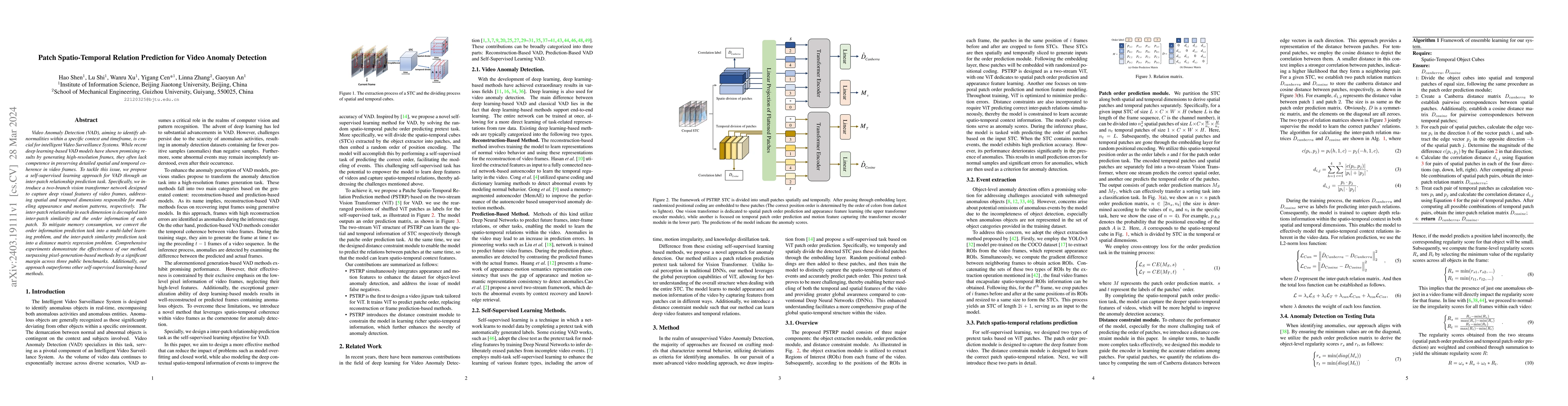 Thumbnail for Patch Spatio-Temporal Relation Prediction for Video Anomaly Detection