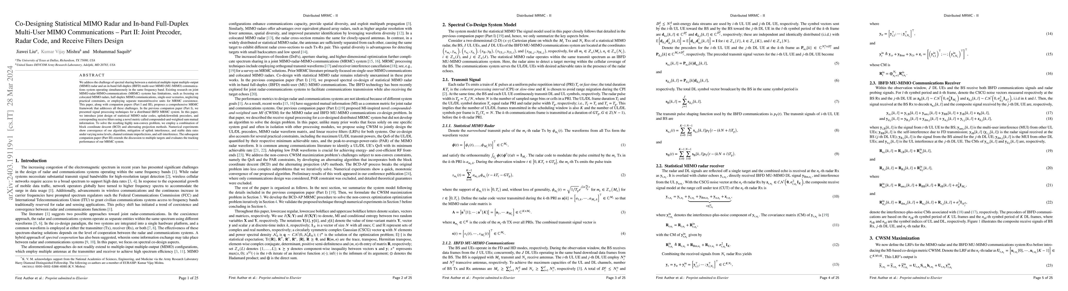 Thumbnail for Co-Designing Statistical MIMO Radar and In-band Full-Duplex Multi-User
  MIMO Communications -- Part II: Joint Precoder, Radar Code, and Receive
  Filters Design