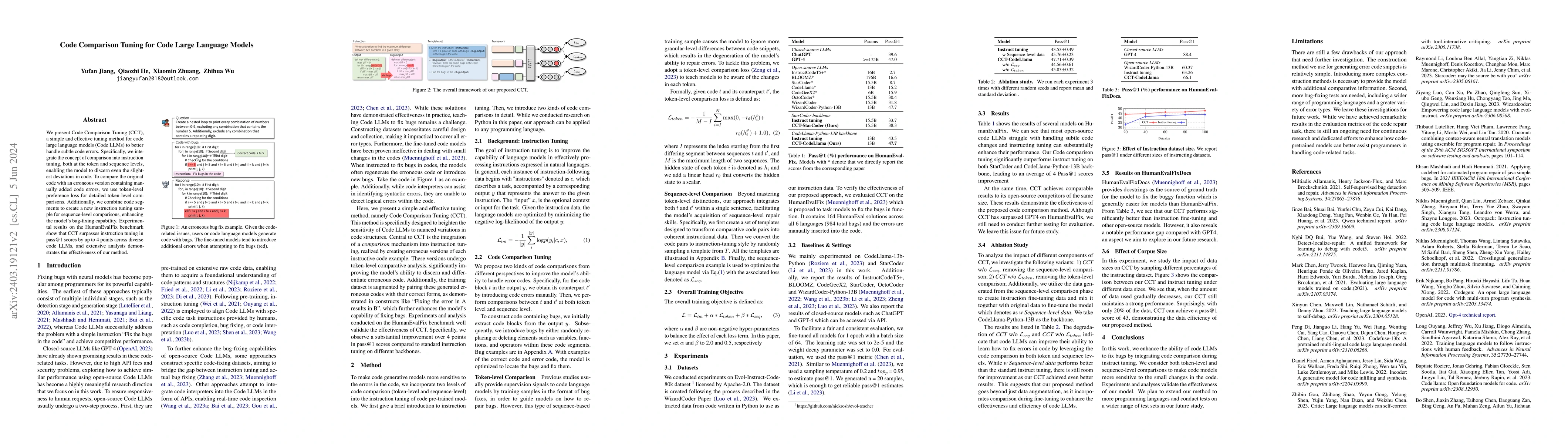 Thumbnail for Code Comparison Tuning for Code Large Language Models