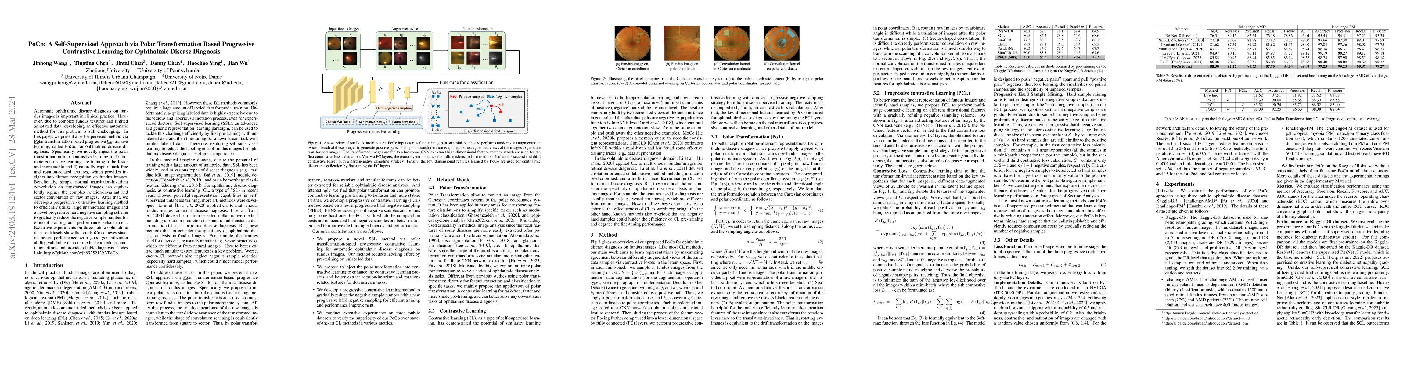 Thumbnail for PoCo: A Self-Supervised Approach via Polar Transformation Based
  Progressive Contrastive Learning for Ophthalmic Disease Diagnosis