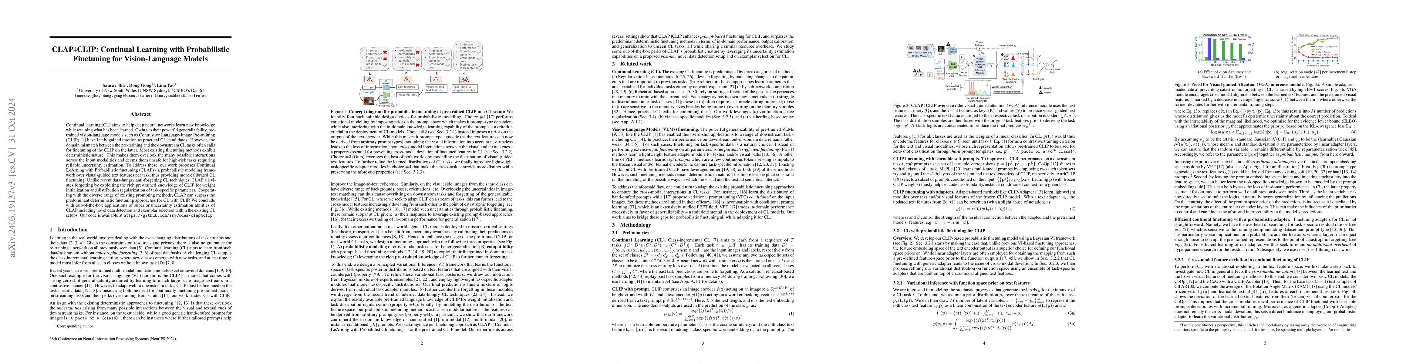 Thumbnail for CLAP4CLIP: Continual Learning with Probabilistic Finetuning for
  Vision-Language Models
