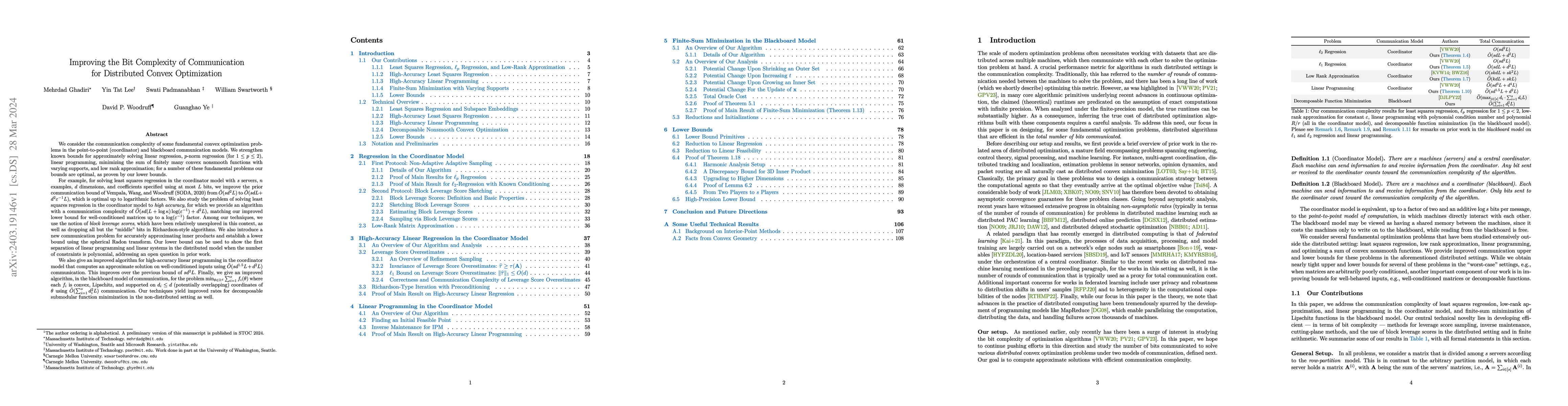 Thumbnail for Improving the Bit Complexity of Communication for Distributed Convex
  Optimization
