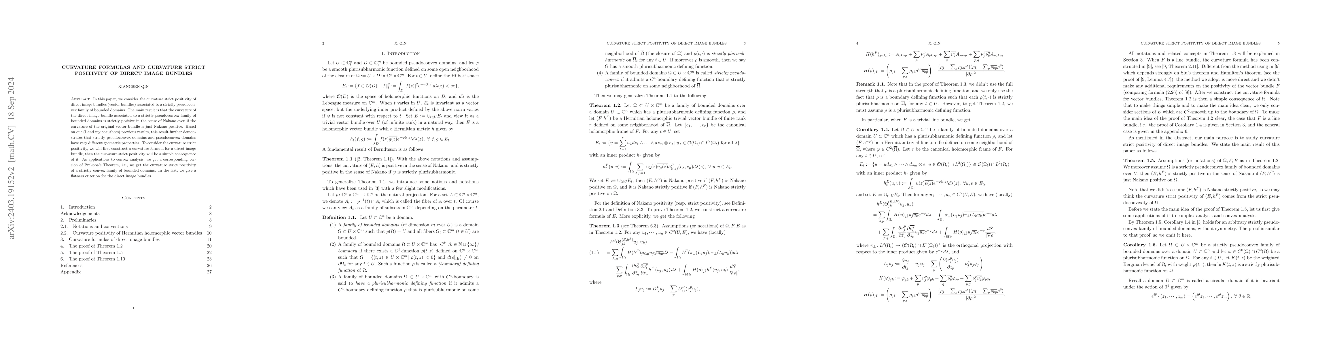 Thumbnail for Curvature formulas and curvature strict positivity of direct image
  bundles