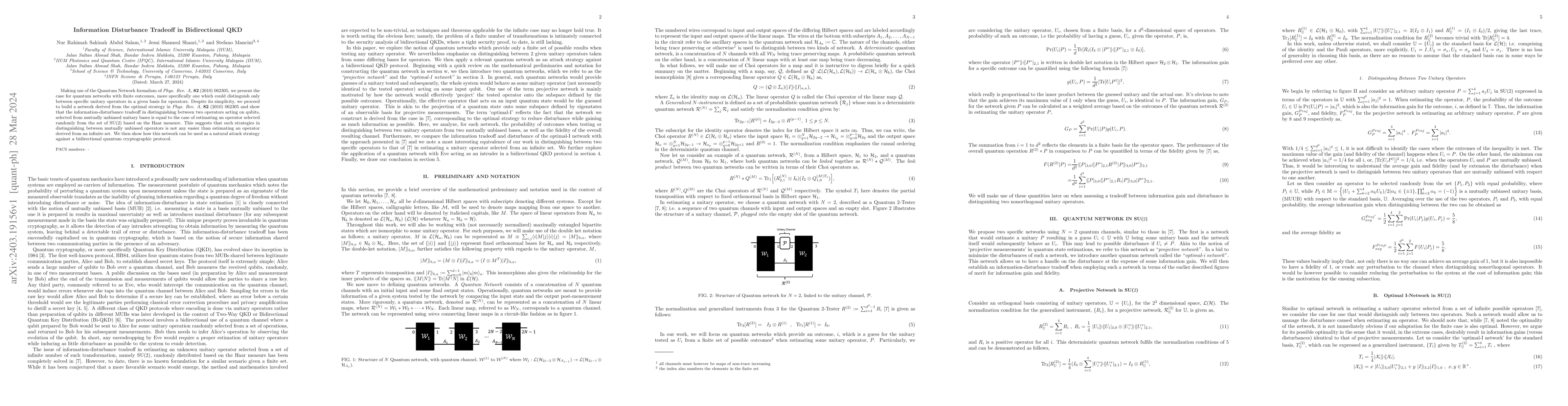 Thumbnail for Information Disturbance Tradeoff in Bidirectional QKD