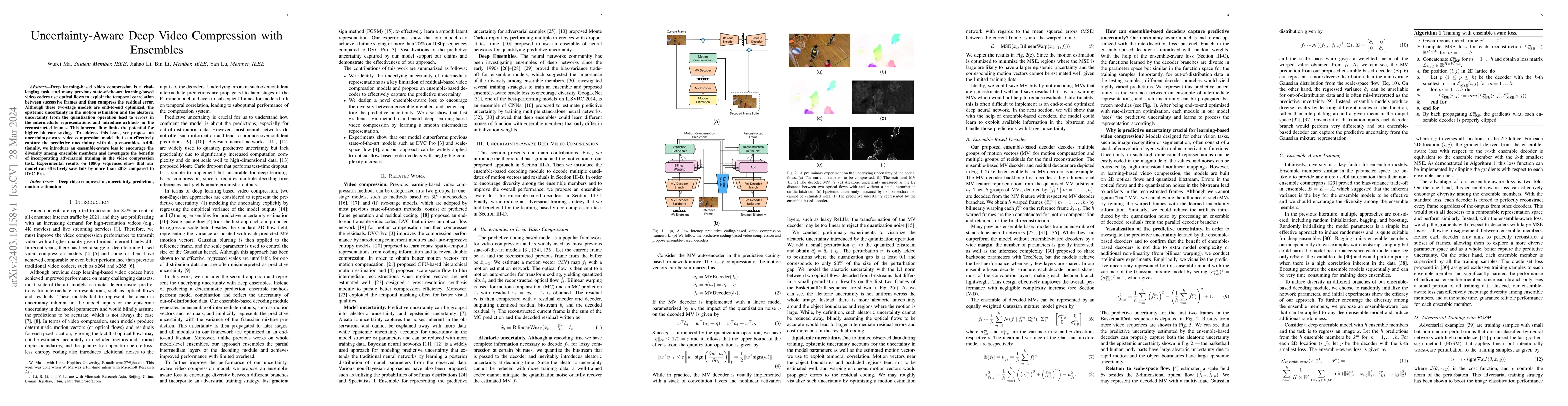Thumbnail for Uncertainty-Aware Deep Video Compression with Ensembles